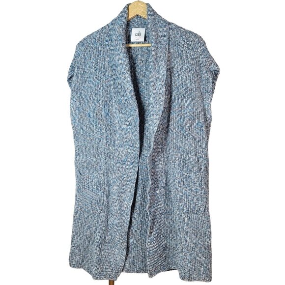 Cabi Chunky Knit Cardigan Blue Small Pockets Sleeveless Love Carol Napa Sweater - Picture 1 of 6